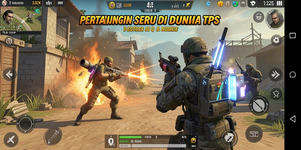 Screenshot utama 33ZK menampilkan aksi pertarungan seru di dalam game TPS.