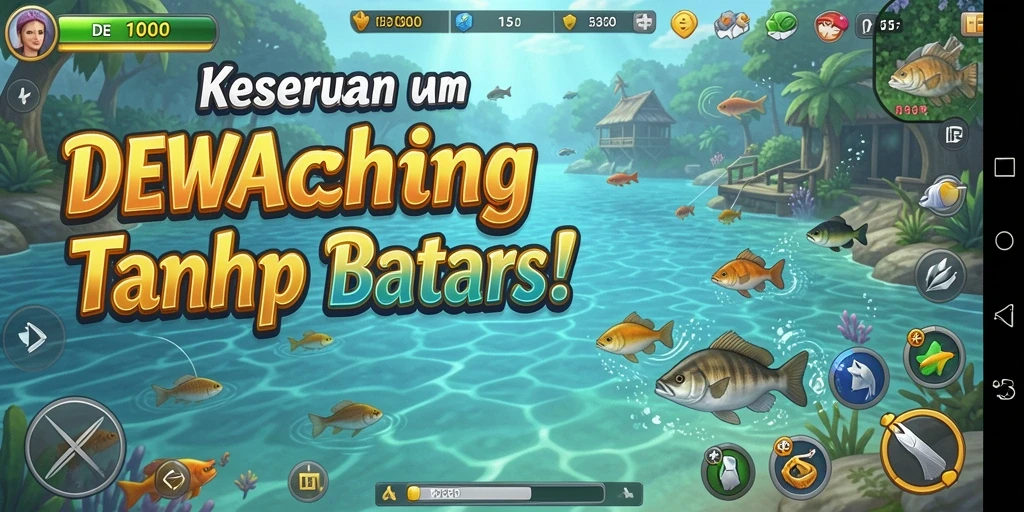 Screenshot gameplay DEWA1000 menampilkan keseruan memancing yang realistis.
