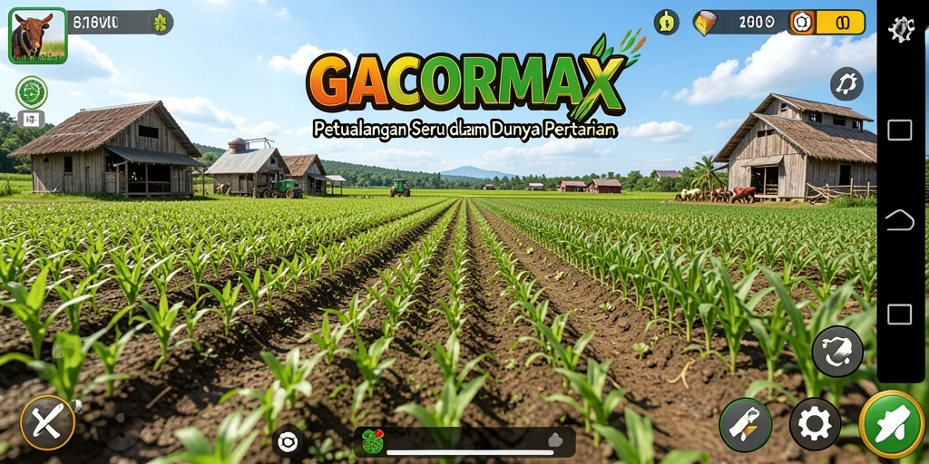 Screenshot dari gameplay GACORMAX yang menampilkan kebun yang indah.